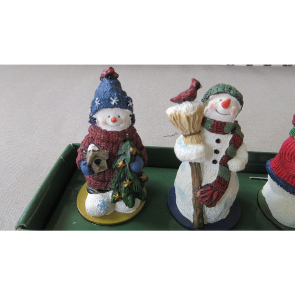 Lamp Finials Vintage Christmas Snowmen New in Box Resin - Picture 2 of 4